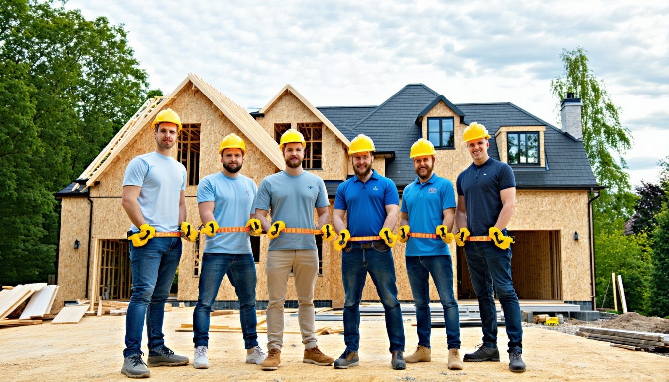 Expert construction team building a residential property